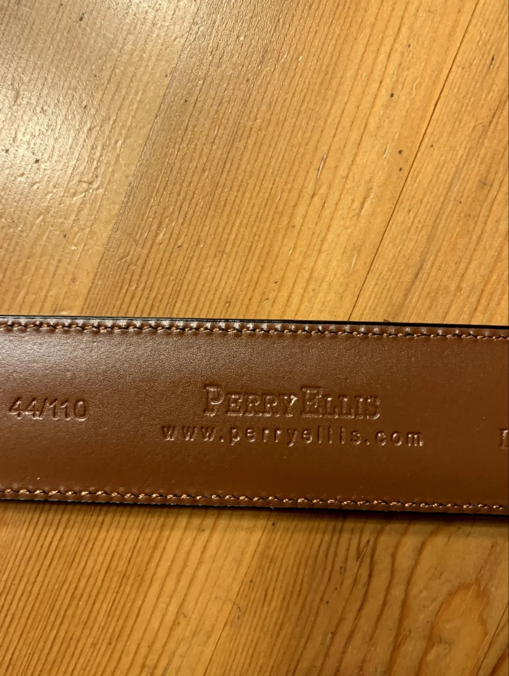 Perry Ellis 44 Classic Men's Leather Belt Full Grain Cowhide Dark Brown